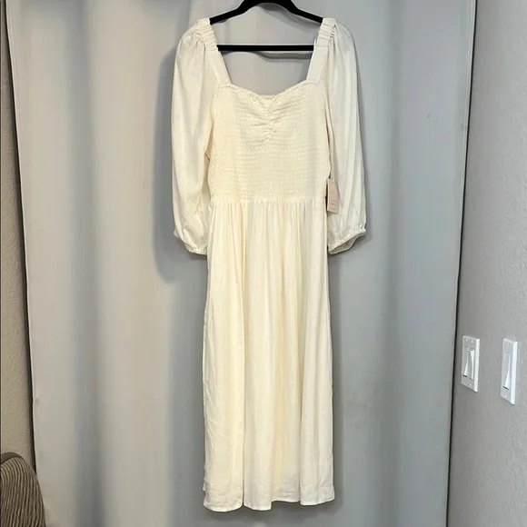 white christmas dresses Sayure Cream Ribbed Midi Dress main image 1